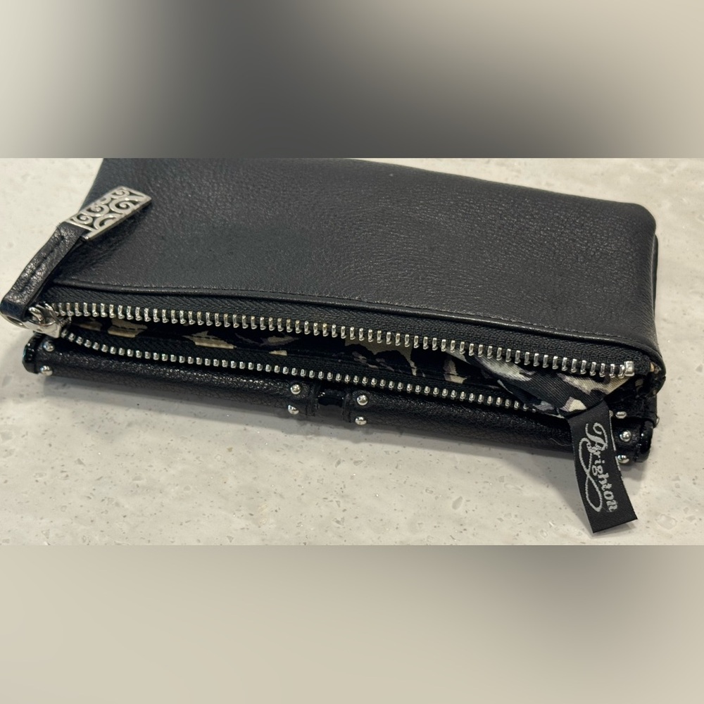 Brighton Pretty Tough Large Black Leather Studded Folio Wallet - Picture 4 of 12